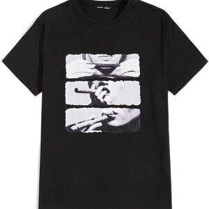 Men's Size Small Black Short Sleeve T-Shirt Graphic Blunt Smoke Cannabis Weed